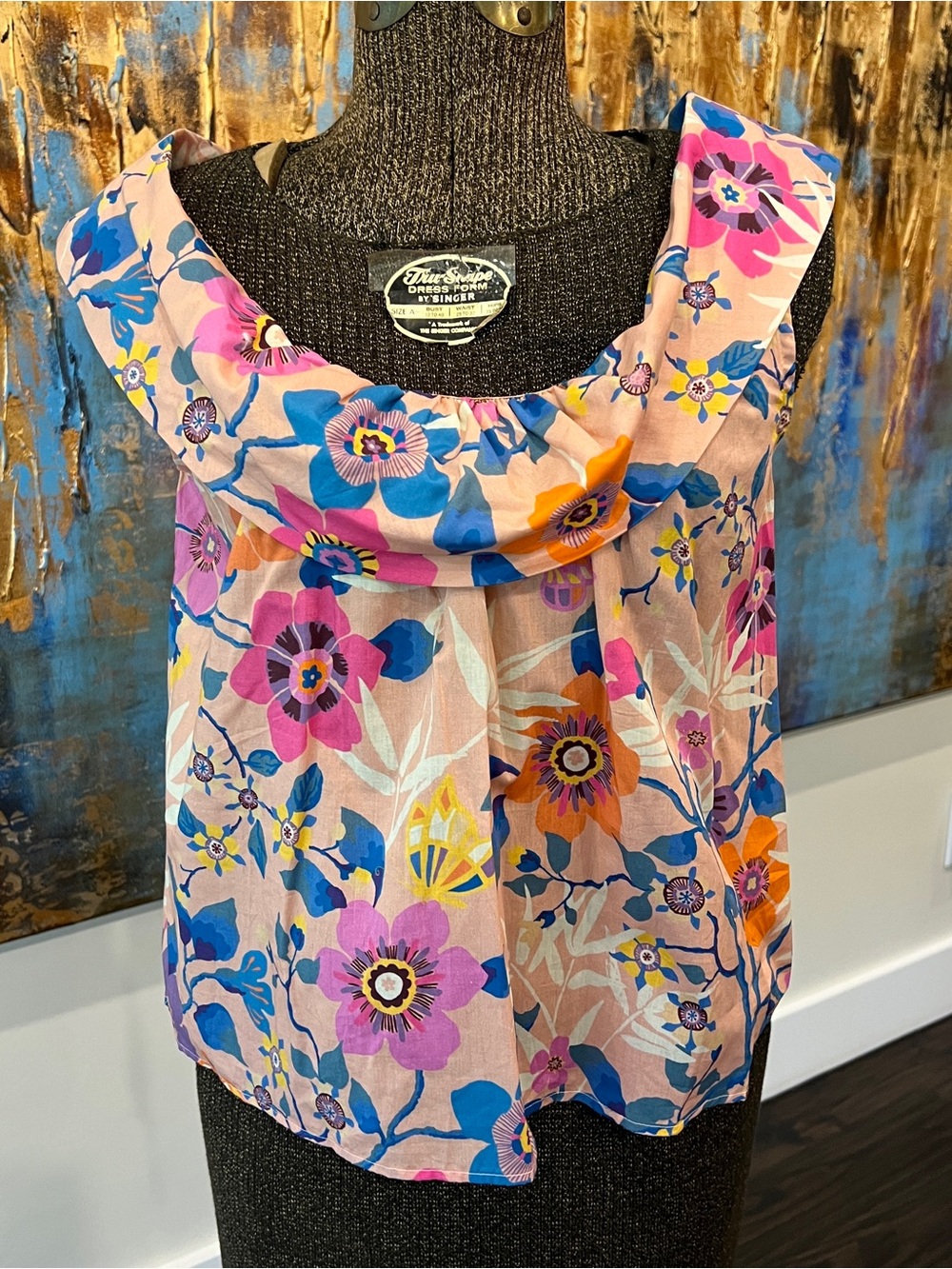 J.Crew Liberty Fabric Floral Ruffle Neck Cotton Top Size XXS